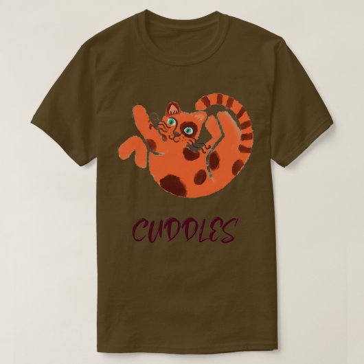Cuddles Curling Cat Design T-Shirt (Design vorne)