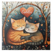 Cuddles Snuggles and Kitty Liebe Illustration Art Fliese (Vorderseite)