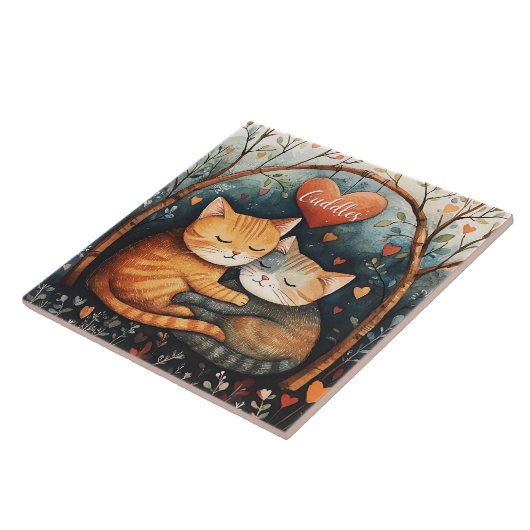 Cuddles Snuggles and Kitty Liebe Illustration Art Fliese (Seite)