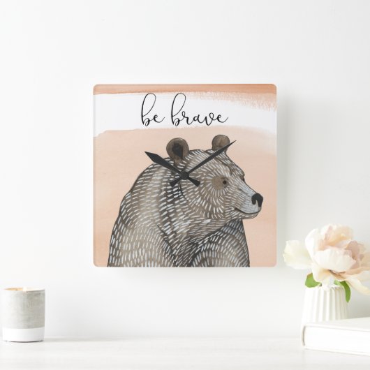 Cuddlies Bear | Seid tapfer Quadratische Wanduhr (Zuhause)