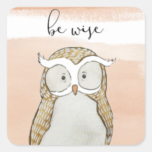 Cuddlies Owl Sei weise Quadratischer Aufkleber