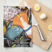 Cuddling Cats Hugs Funny Kittuch Geschirrtuch (Viertel Falte)