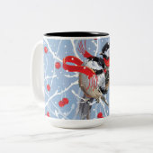 Cuddling Chickadees Christmas Sweethearts Zweifarbige Tasse (Vorderseite Links)