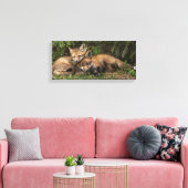 Cuddling Fox Kits Leinwanddruck (Insitu (Wohnzimmer))