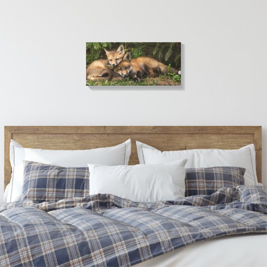 Cuddling Fox Kits Leinwanddruck (Insitu (Schlafzimmer))