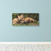 Cuddling Fox Kits Leinwanddruck (Insitu (Holzboden))