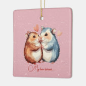 Cuddling Mice Couple Valentine Keramikornament (Links)