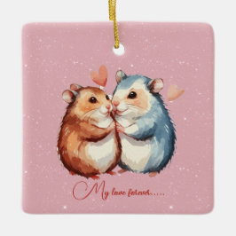 Cuddling Mice Couple Valentine Keramikornament