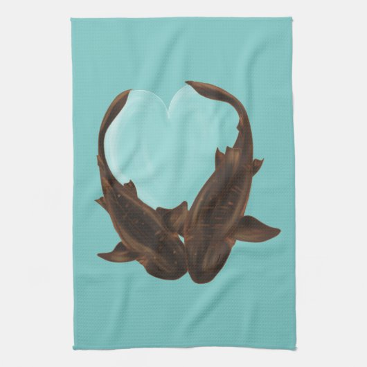 Cuddling Nurse Sharks Geschirrtuch (Vertikal)
