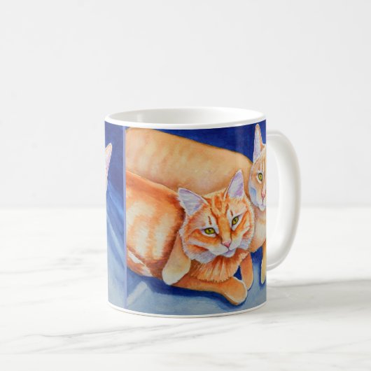 Cuddling Orange Tabby Cats Kaffeetasse (VorderseiteRechts)