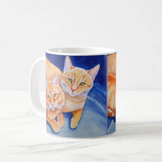 Cuddling Orange Tabby Cats Kaffeetasse (Vorderseite Links)