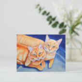 Cuddling Orange Tabby Cats Postkarte (Stehend Vorderseite)