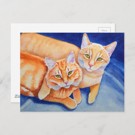 Cuddling Orange Tabby Cats Postkarte (Vorne/Hinten)