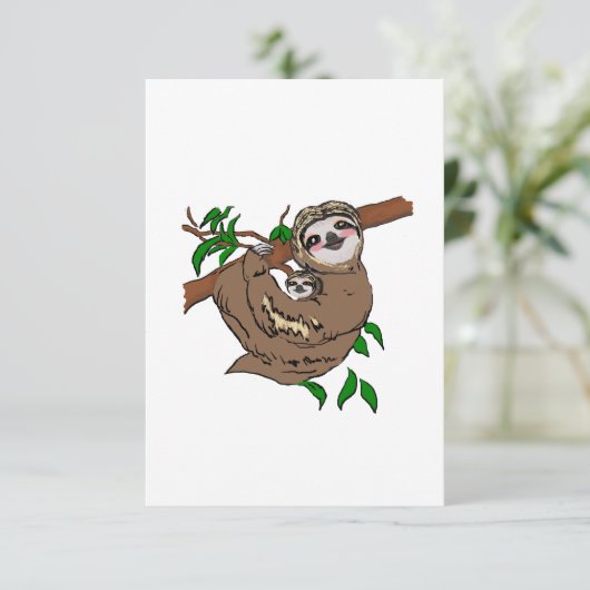 Cuddling Sloth Karte (Stehend Vorderseite)