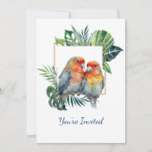 Cuddling Tropical Parrot Hochzeitstag Einladung (Vorderseite)