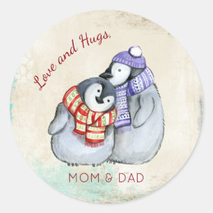 Cuddlong Pinguine Christmas Custom Runder Aufkleber