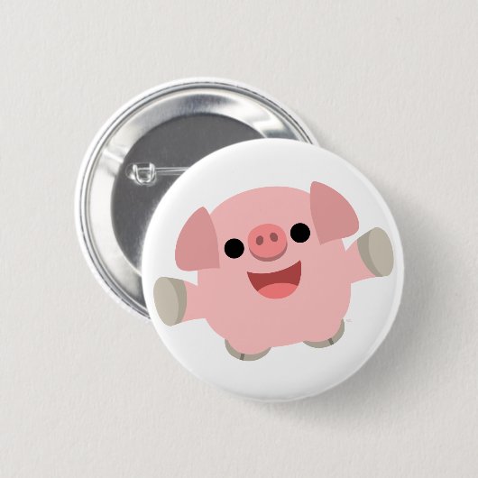 Cuddly Cartoon-Schwein-Knopf-Abzeichen Button (Vorne & Hinten)