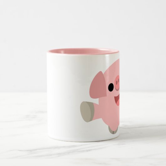 Cuddly Cartoon-Schwein-Tasse Zweifarbige Tasse (Mittel)