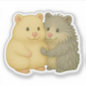 Cuddly Hamster Pair Sticker – Cream & Gray Friends (Vorderseite)