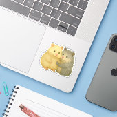 Cuddly Hamster Pair Sticker – Cream & Gray Friends (Laptop mit iPhone)