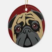 Cuddly Mops Keramik Ornament (Links)