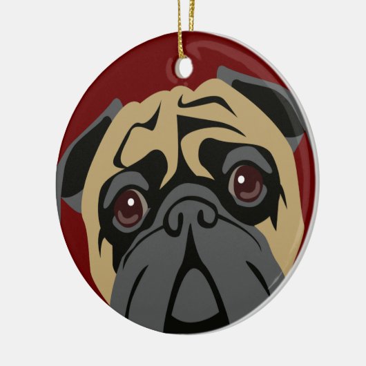 Cuddly Mops Keramik Ornament (Links)