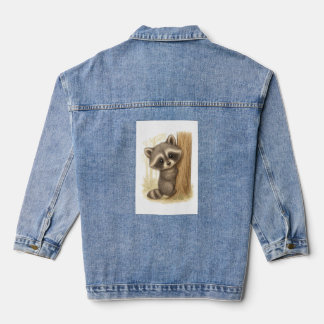 Cuddly Raccoon Forest Denim Jacket Jeansjacke