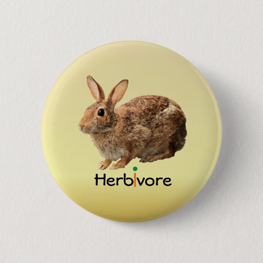 Cuddly veganer Herbivore-wildes Häschen-Gelb Button (Vorderseite)