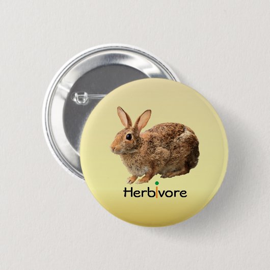 Cuddly veganer Herbivore-wildes Häschen-Gelb Button (Vorne & Hinten)