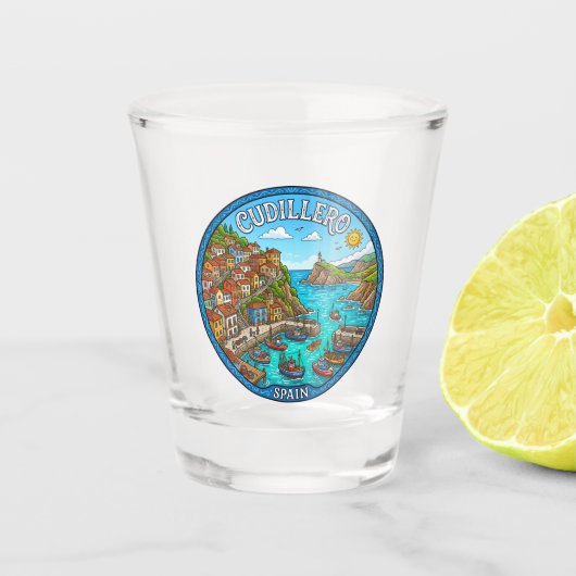 Cudillero Spanien Schnapsglas (Vorderseite)