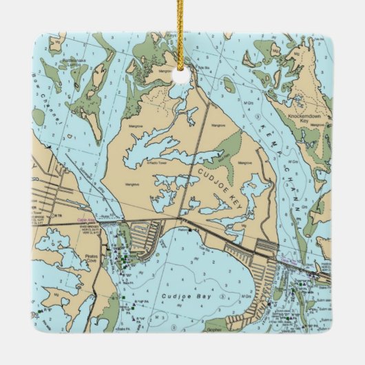 Cudjoe Key Sailing Chart Keramikornament (Rückseite)