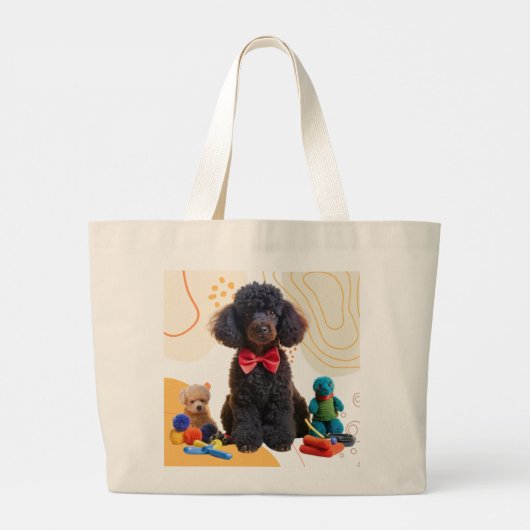 Cudly Black Poodle Chenille Tote Bag Jumbo Stoffbeutel (Rückseite)