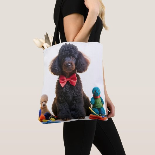 Cudly Black Poodle Chenille Tote Bag Tasche (Von Nahem)