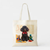 Cudly Black Poodle Chenille Tote Bag Tragetasche (Rückseite)
