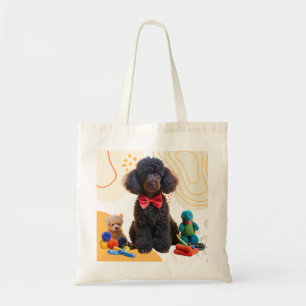 Cudly Black Poodle Chenille Tote Bag Tragetasche