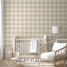 Cudly Bunny Rabbits Gingham - neutrales Muster. Tapete