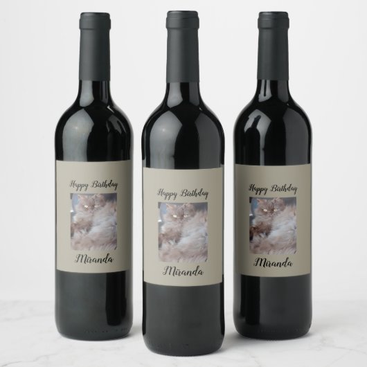 Cudly Cat Birthday Weinetikett (Flaschen)
