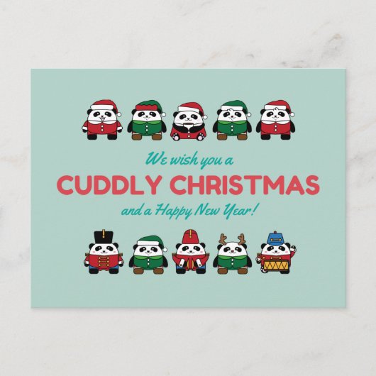 Cudly Christmas Panda Bear Postkarte (Vorderseite)