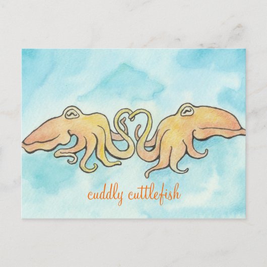 Cudly Cuttlefish Liebe Postkarte (Vorderseite)
