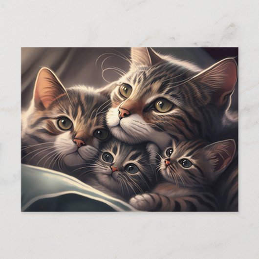 Cudly Family Feline - Mama Cats and Kittens Postkarte (Vorderseite)