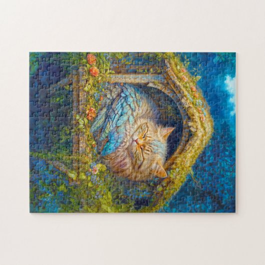 Cudly Kitten Bird Schlafen im Bird House Puzzle (Horizontal)