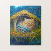 Cudly Kitten Bird Schlafen im Bird House Puzzle (Vertikal)