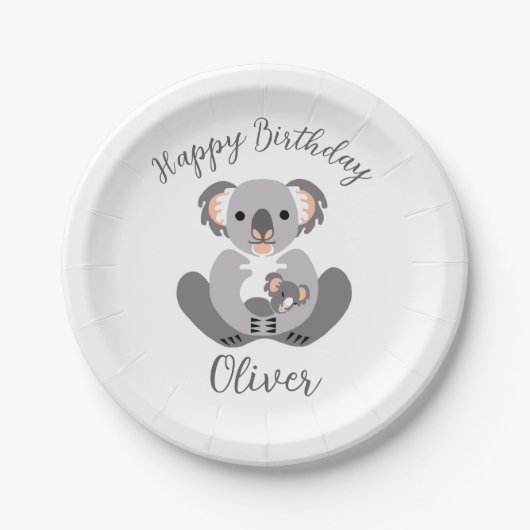 Cudly KOALA - Alles Gute zum Geburtstag - Party Pappteller (Vorderseite)