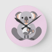 Cudly KOALA - Tierlover - Aussie wild lebende Tier Runde Wanduhr (Vorderseite)