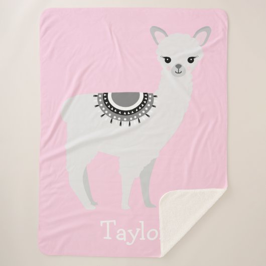 "Cudly Llama Dreams" Personalisiert Sherpa Blanket Sherpadecke (Vorderseite)