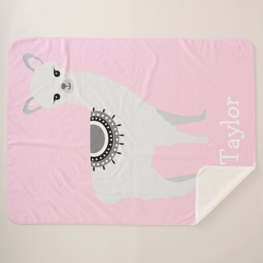 "Cudly Llama Dreams" Personalisiert Sherpa Blanket Sherpadecke (Vorderseite (Horizontal))