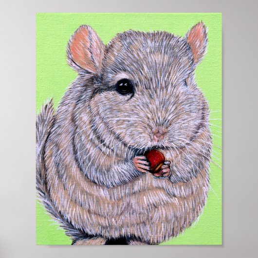 Cudly Nibbling Chinchilla Malerei Poster (Vorne)