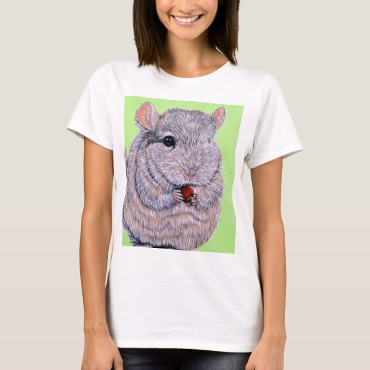 Cudly Nibbling Chinchilla Malerei T-Shirt (Vorderseite)