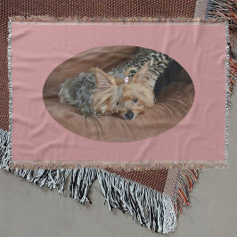 Cudly Niedlich Sleepy Yorkie Puppy Pink Throw Blan Decke