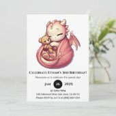 Cudly Pink Dragon Birthday Einladung (Stehend Vorderseite)